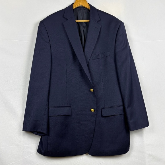 Lauren Ralph Lauren Men Wool Blazer jacket Sz 44L Career Business Classic Preppy - Picture 1 of 13
